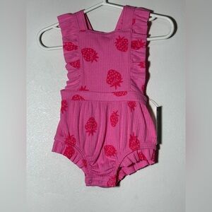 Cat & Jack Pink Strawberry Print Baby Romper Size 3-6 months